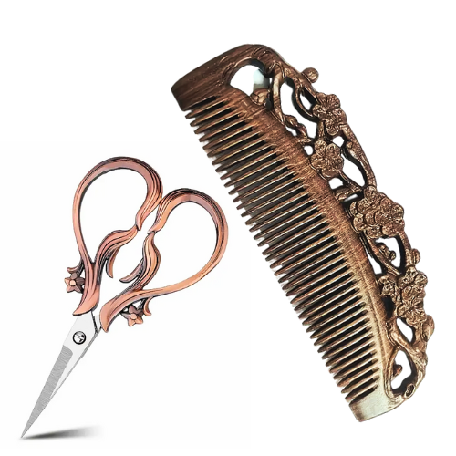 Sada Santal Fairy - dřevěný hřeben a nůžky